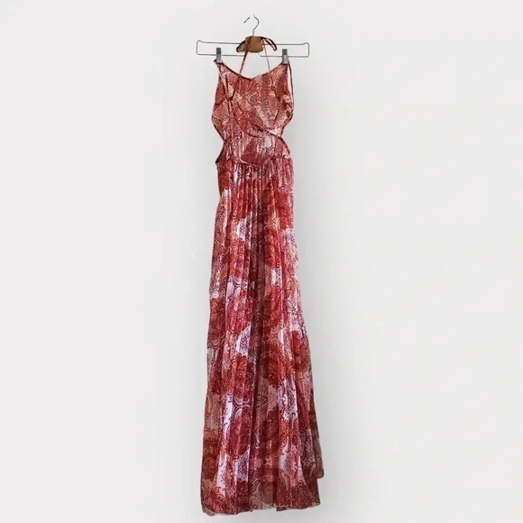 NWT Topshop Womens Paisley Print Cover-Up Chiffon Maxi Dress Size Small - Picture 9 of 13